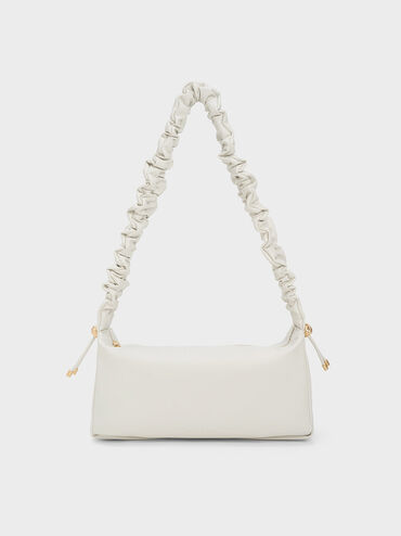 Cosette Ruched Handle Bag, White, hi-res