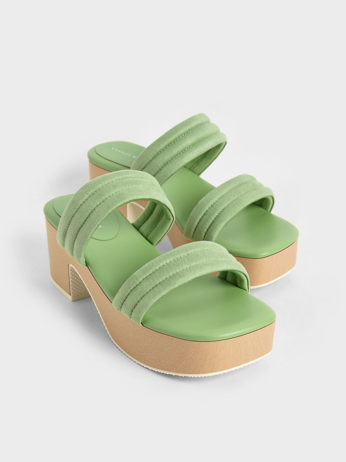 Sandal Platform Textured Strappy, Green, hi-res