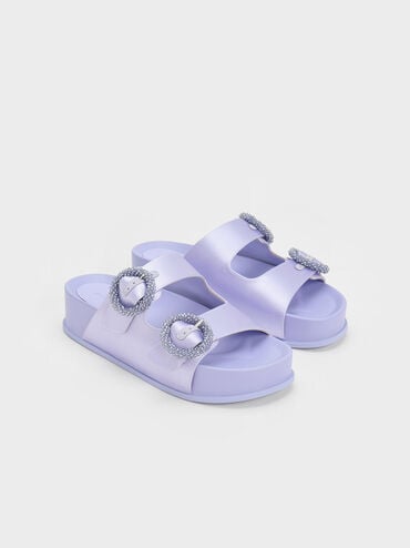 Recycled Polyester Beaded Circle Slide Sandals, Lilac, hi-res