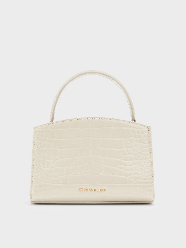 Aubrielle Croc-Effect Top Handle Bag, Ivory, hi-res