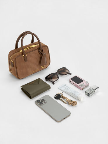 Tas Bowling Corduroy Sianna Mini, Mocha Brown, hi-res