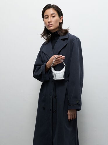 Tas Chain-Handle Eel-Effect Augustine Micro Metallic, Silver, hi-res