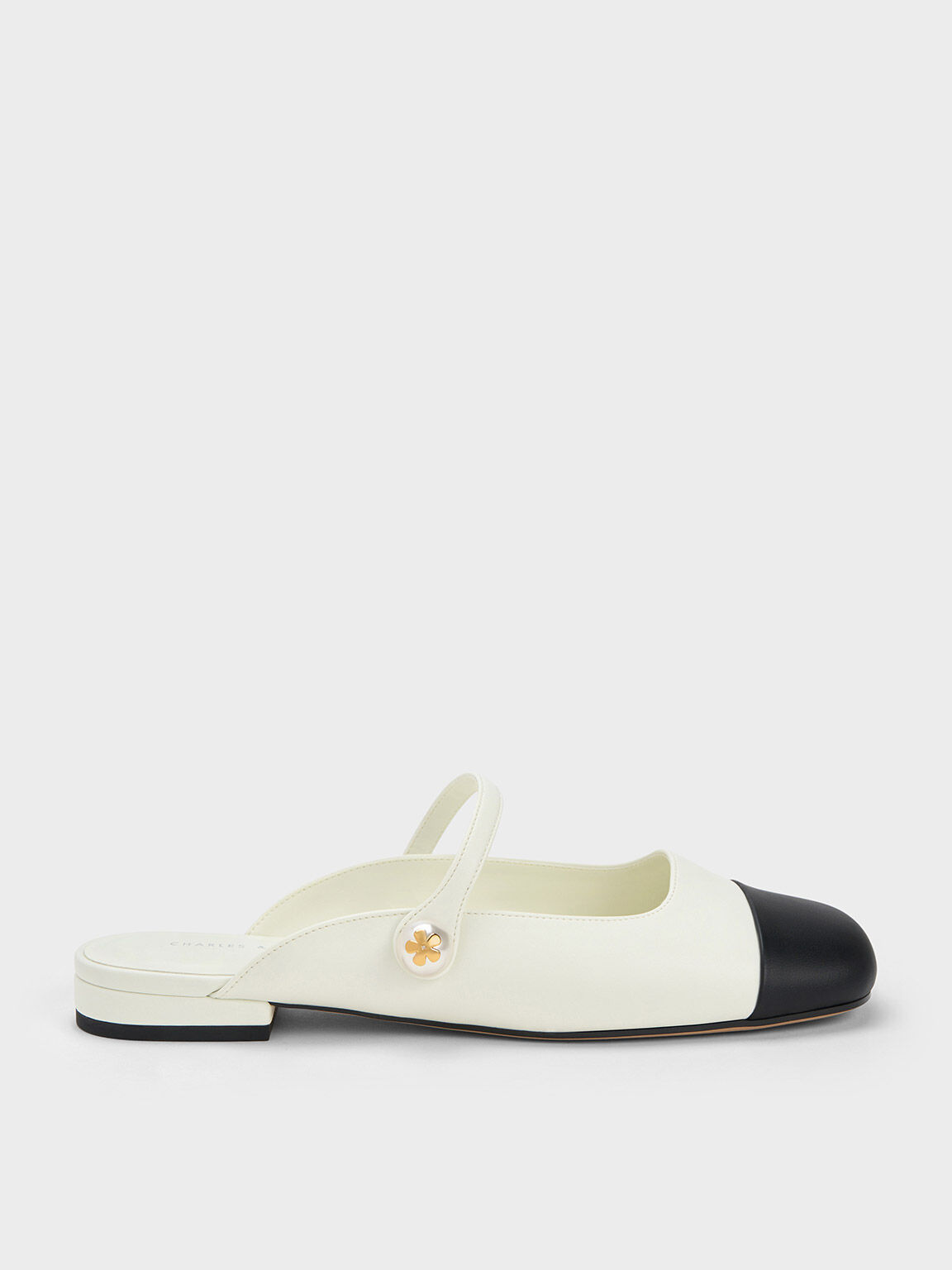 White Pearl Embellished Flat Mules CHARLES KEITH ID