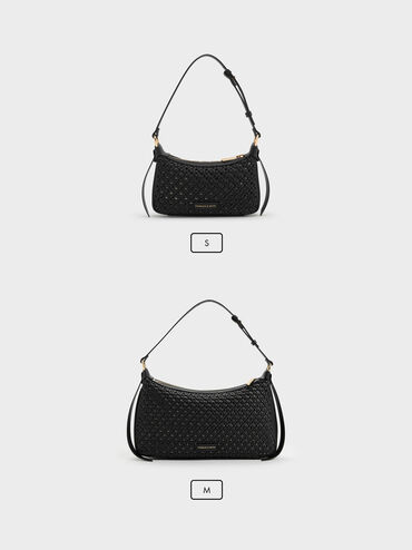 Tas Bahu Woven Calla, Black, hi-res