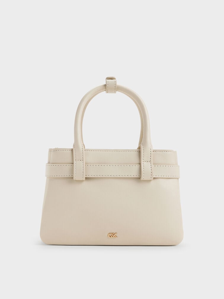Tas Tote Belted Jody Leather, Chalk, hi-res