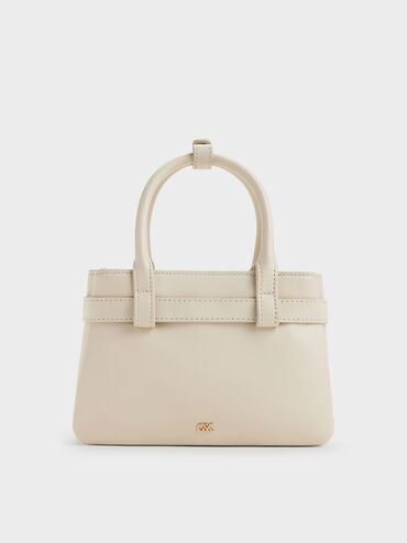 Tas Tote Belted Jody Leather, Chalk, hi-res