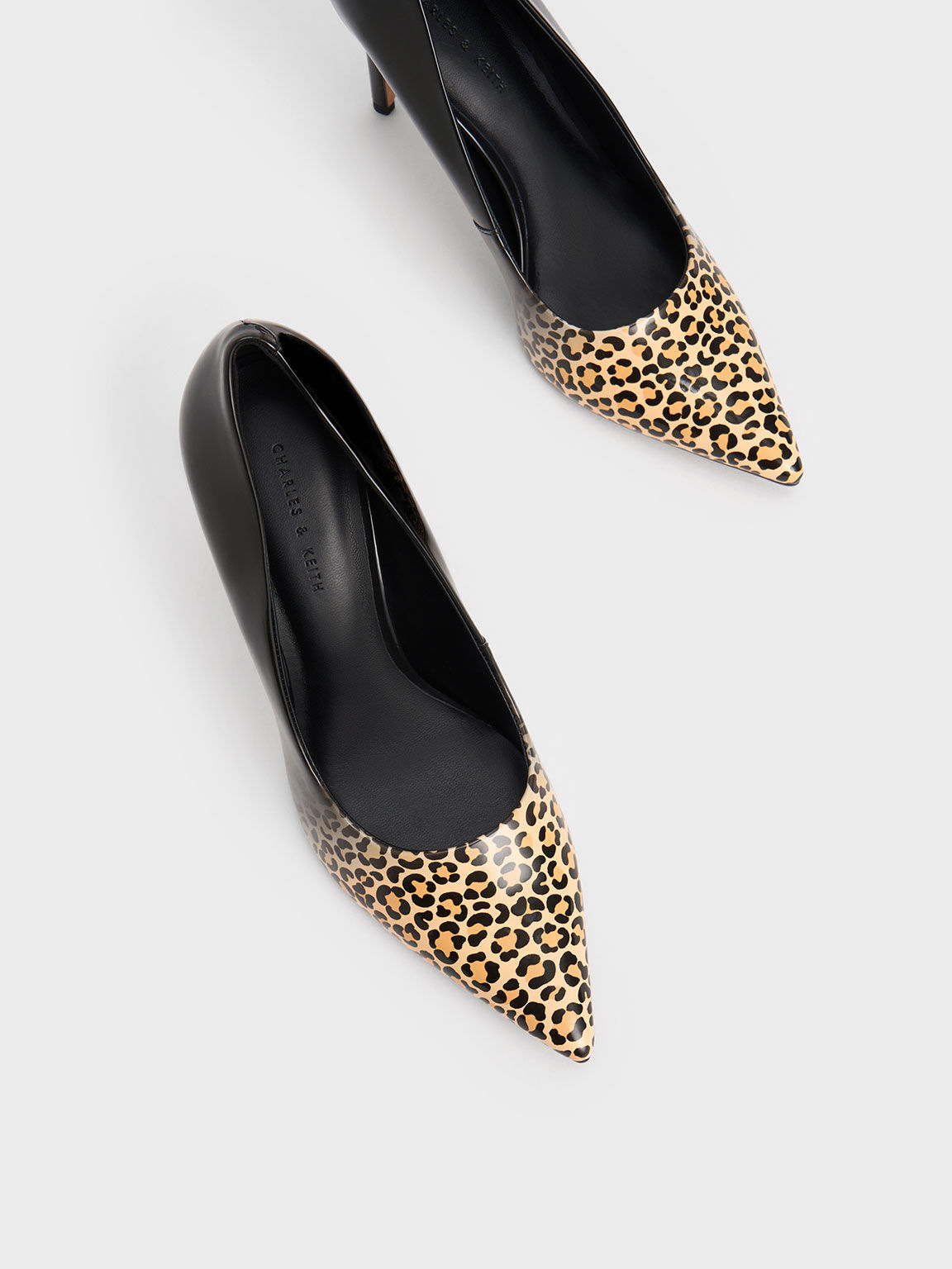 Sepatu Pumps Patent Leopard Print Stiletto Heel, Multi, hi-res