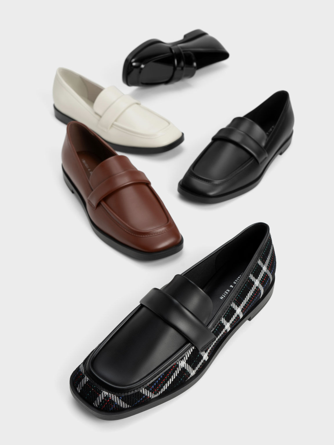 Sepatu Penny Loafers Woven Square-Toe, Multi, hi-res