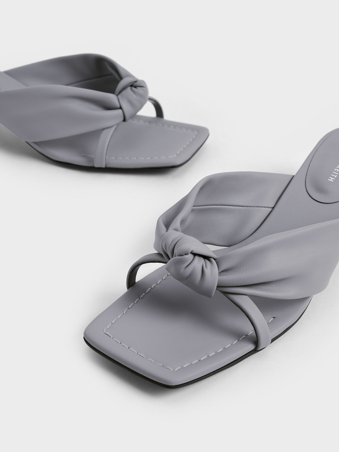 Sandal Mules Square Toe Knotted, Grey, hi-res