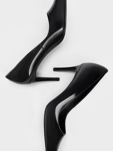 Sepatu Pumps Stiletto Patent Pointed Toe Emmy, Black Patent, hi-res