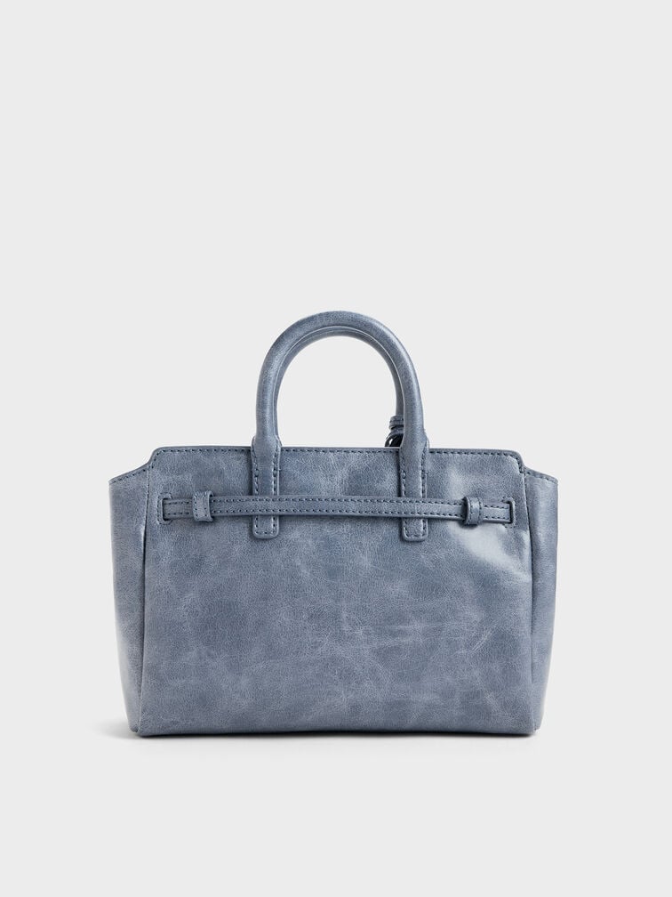 Tas Tote Belted Delfina Mini, Distressed Midnight Blue, hi-res