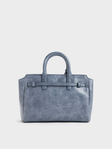 Tas Tote Belted Delfina Mini, Distressed Midnight Blue, hi-res