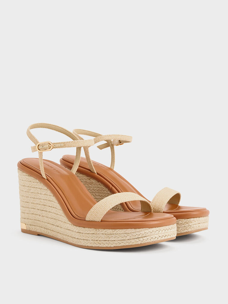 Sepatu Wedges Espadrille Woven, Sand, hi-res