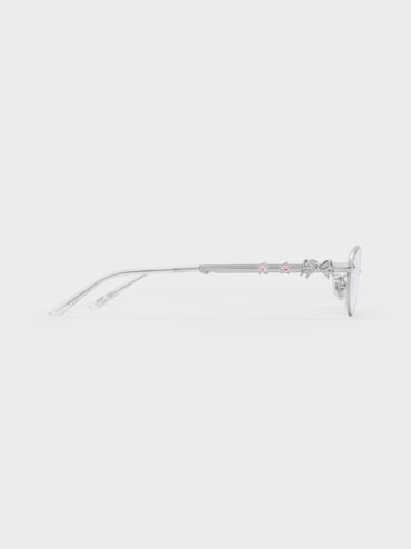 Kacamata Crystal Clear Bow Paige, Silver, hi-res