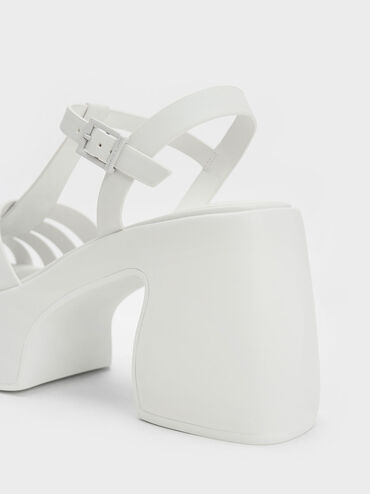 Sandal Platform Gladiator Interwoven, White, hi-res