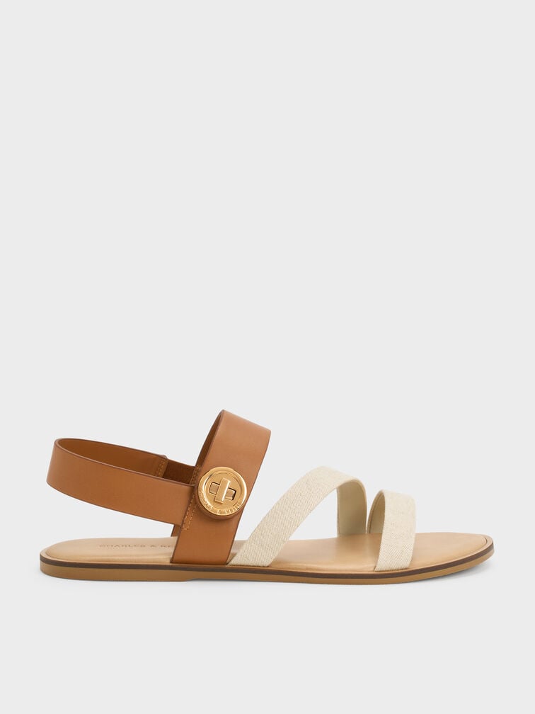 Yara Turn Lock Strappy Sandals, Caramel, hi-res