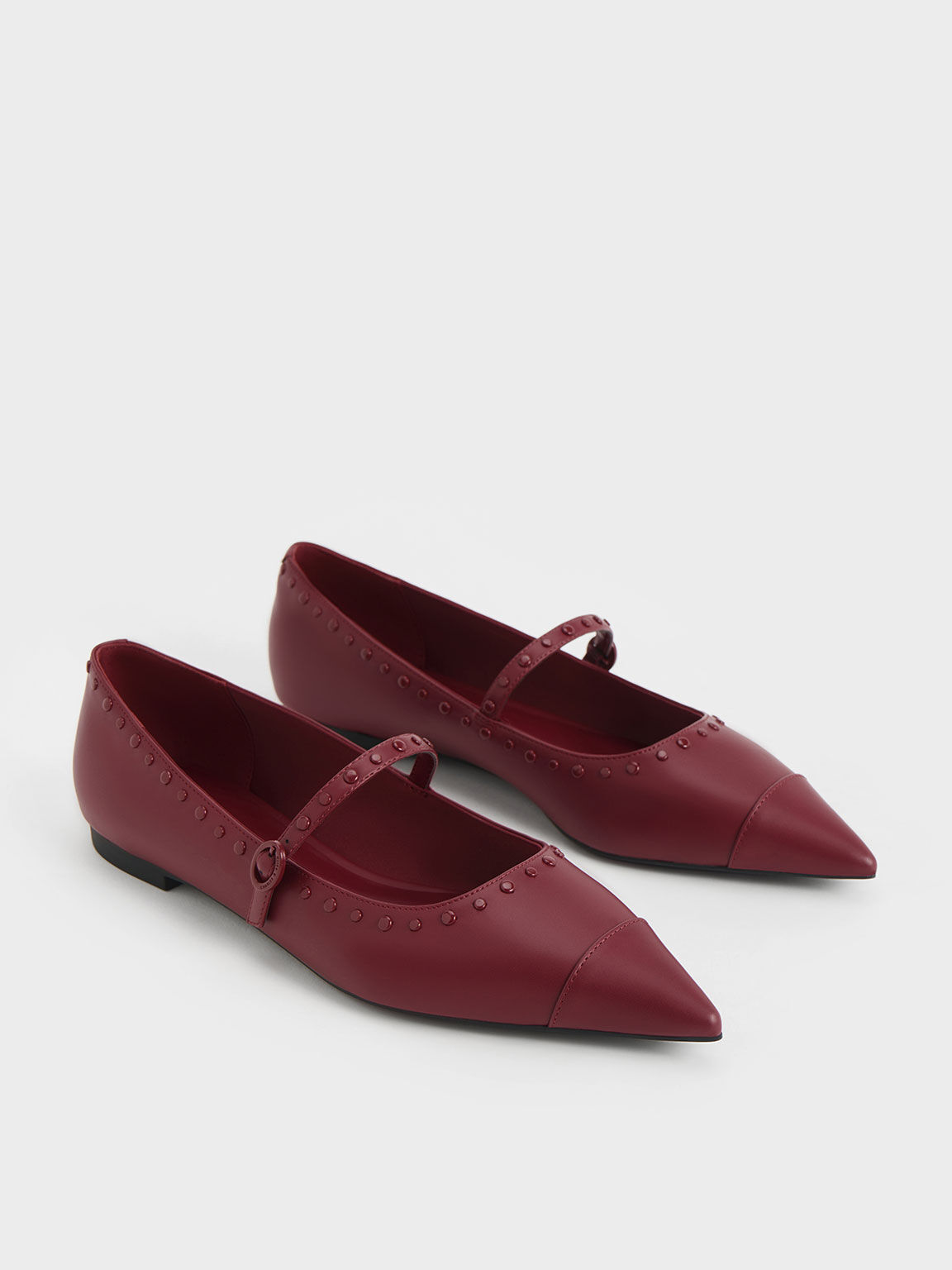 Burgundy pointed toe sale flats