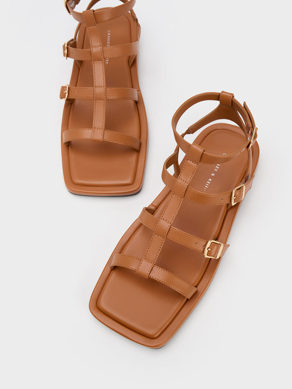 Cognac Sandal Buckled Gladiator CHARLES KEITH ID
