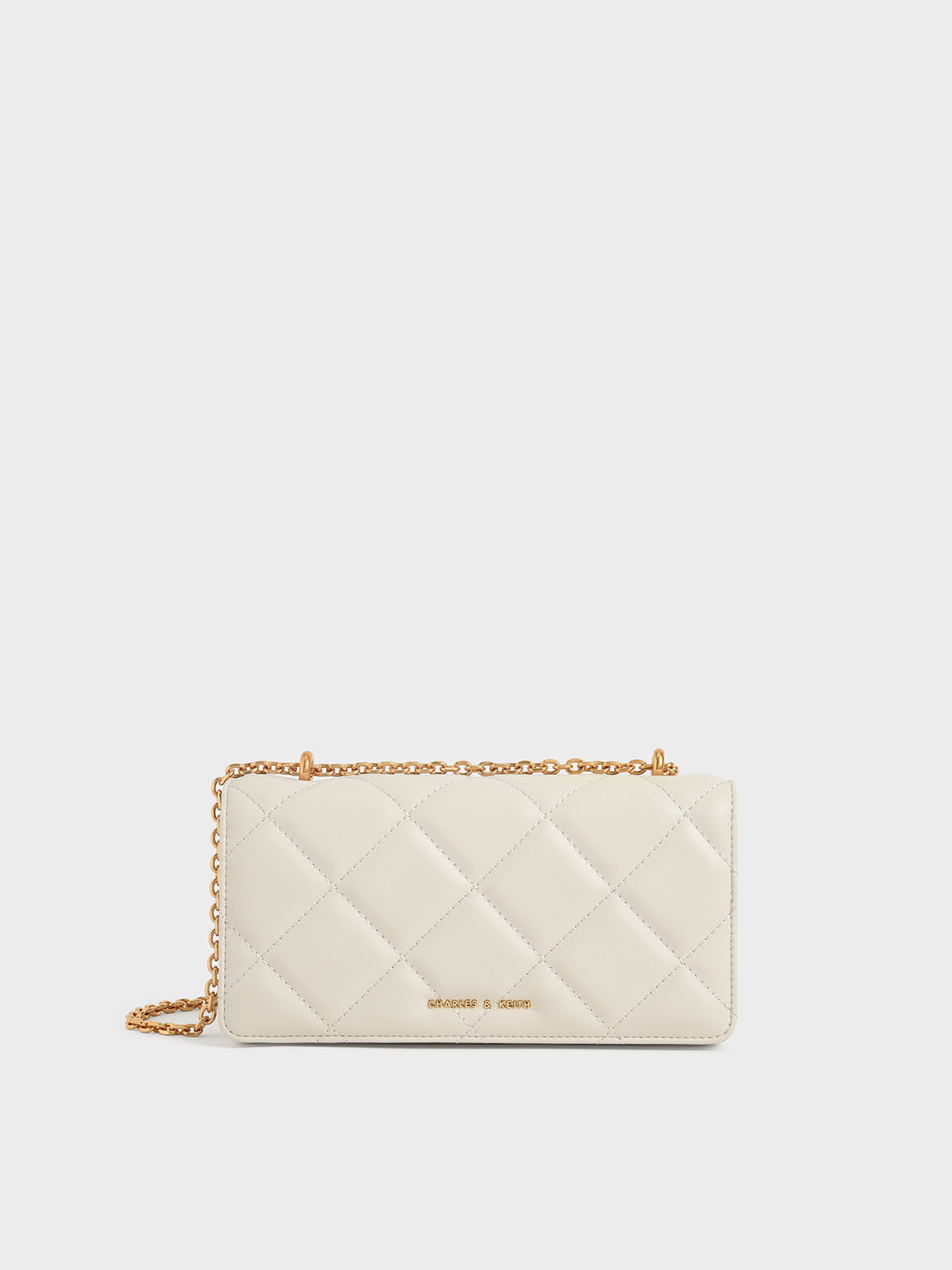 Dompet Panjang Chain Handle Quilted, Cream, hi-res