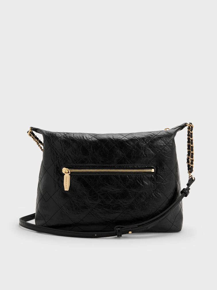 Tas Hobo Front-Pocket Quilted Duo, Black, hi-res