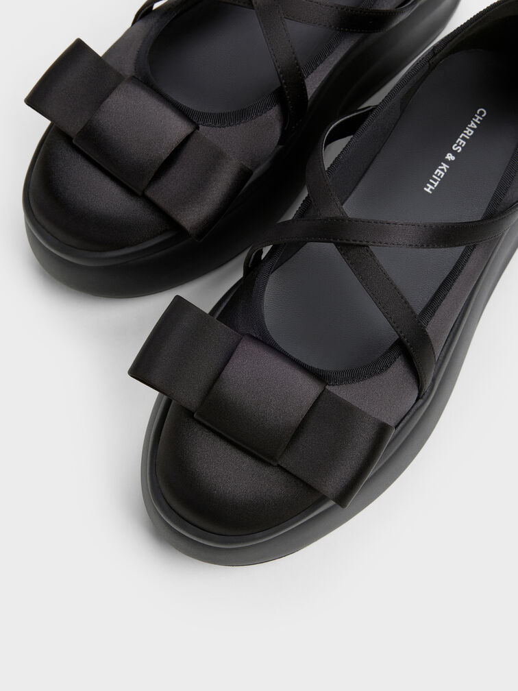 Sepatu Mary Janes Platform Bow Brantley, Black Textured, hi-res