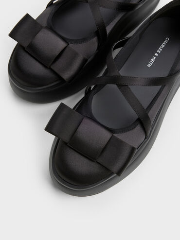 Sepatu Mary Janes Platform Bow Brantley, Black Textured, hi-res