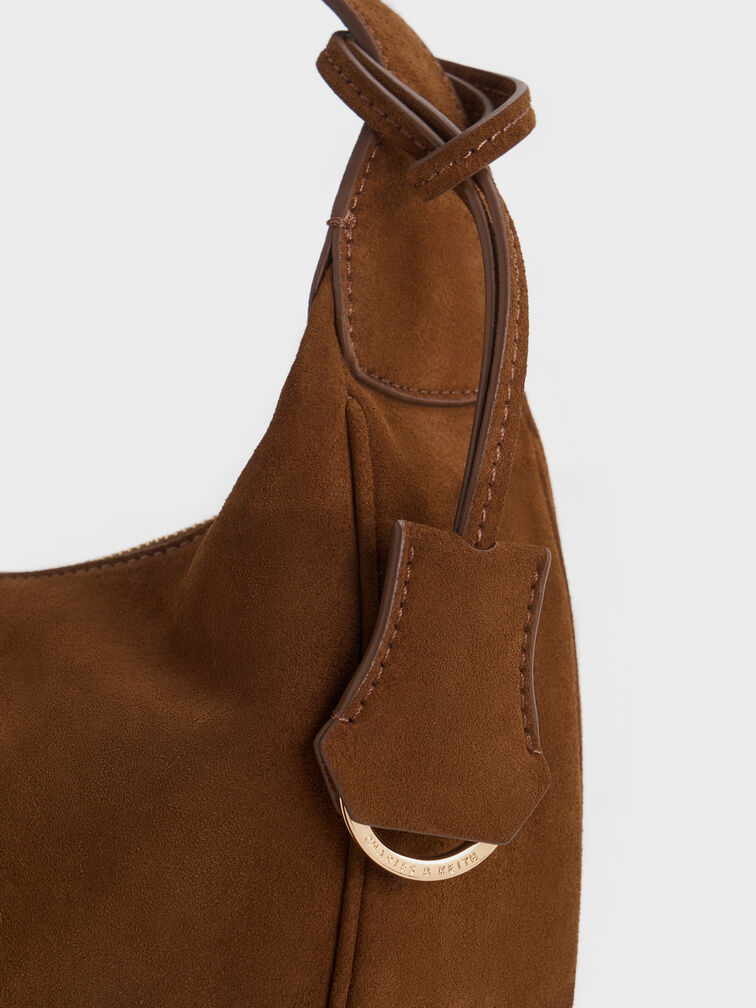 Tas Hobo Faux Suede Vega Large, Pecan Brown, hi-res