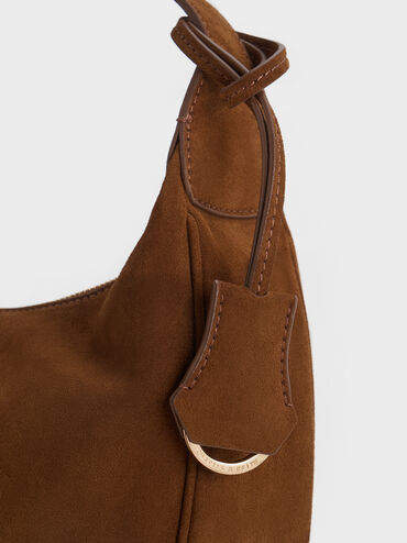 Tas Hobo Faux Suede Vega Large, Pecan Brown, hi-res