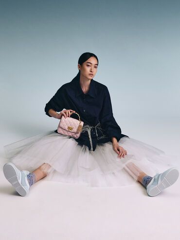 Cece Heart-Motif Sheer-Lace Sneakers, Light Blue, hi-res