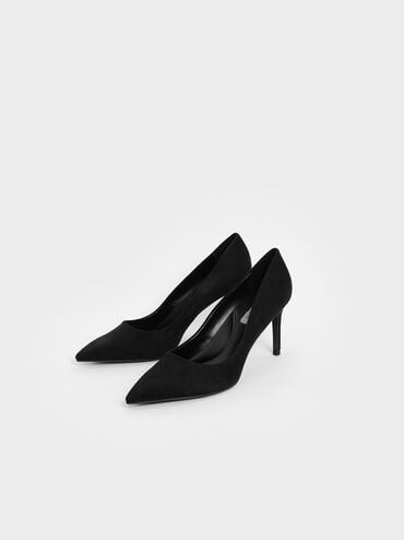 Sepatu Pumps Stiletto Patent Pointed Toe Emmy Textured, Black Textured, hi-res