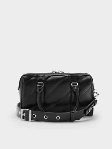 Tas Bowling Chain-Handle Panelled Philomena, Noir, hi-res