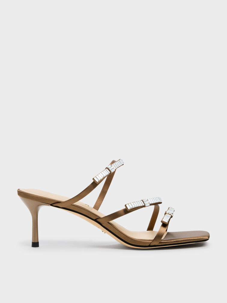 Sandal Heeled Gem-Bow Jessy, Brown, hi-res
