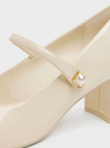 Sepatu Pumps Mary Jane Pearl Marie, Cream, hi-res