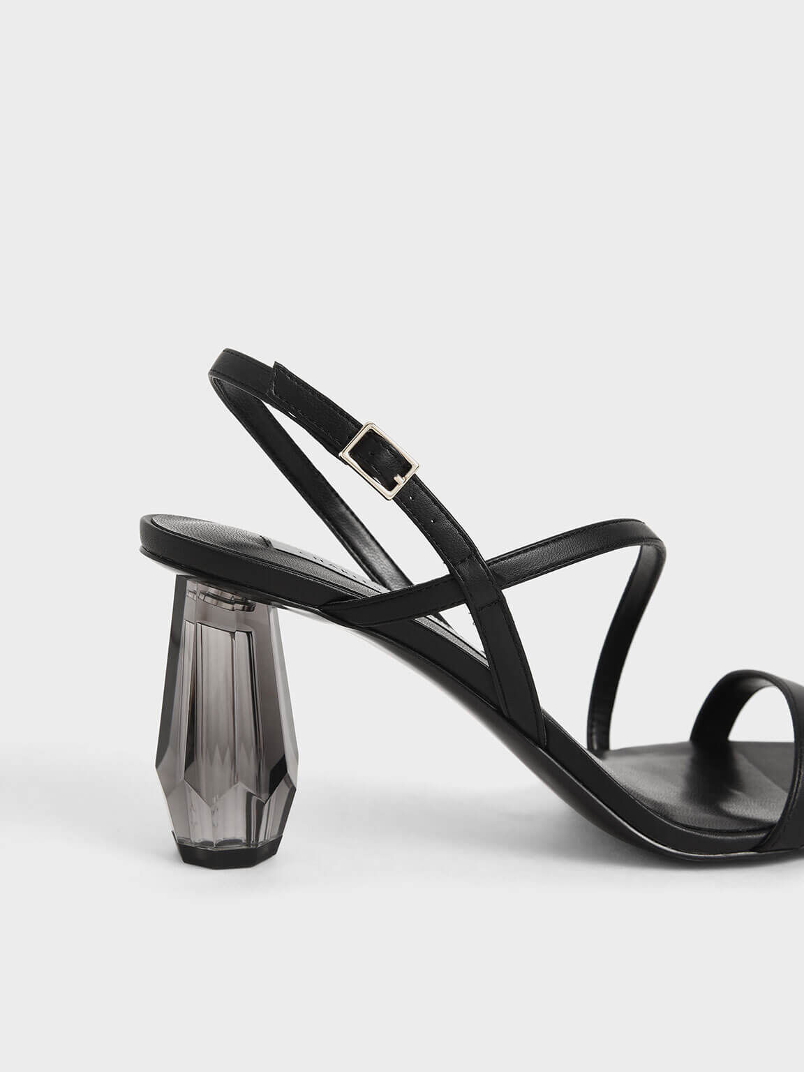Sandal See-Through Sculptural Heel, Black, hi-res