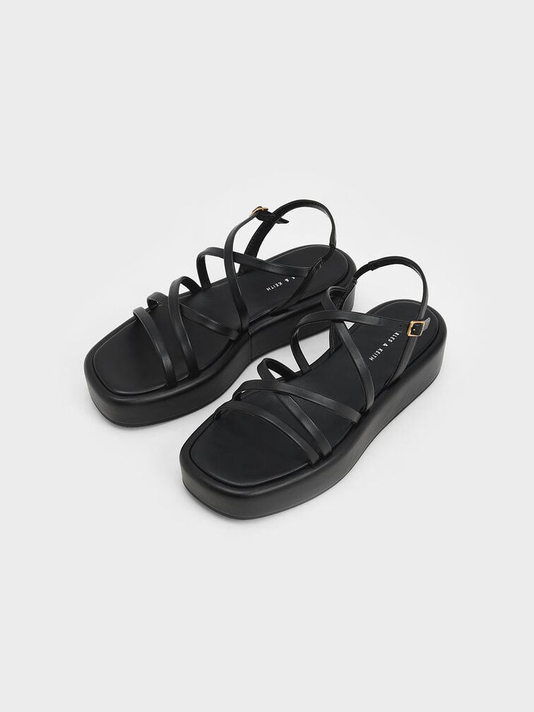 Sandal Flatform Strappy Padded, Black, hi-res