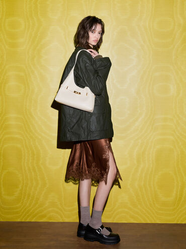 Arlet Metallic-Accent Belted Hobo Bag, Cream, hi-res