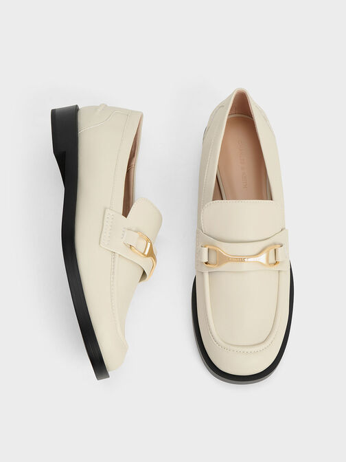 Sepatu Loafers Metallic-Accent, Chalk, hi-res