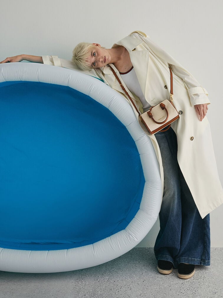 Everleigh Canvas Two-Tone Bowling Bag, Taupe Canvas, hi-res