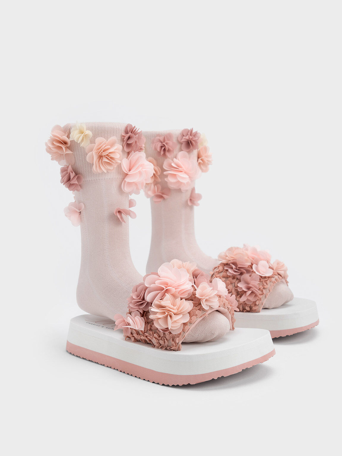 Sandal Flatform Floral Mesh, Blush, hi-res