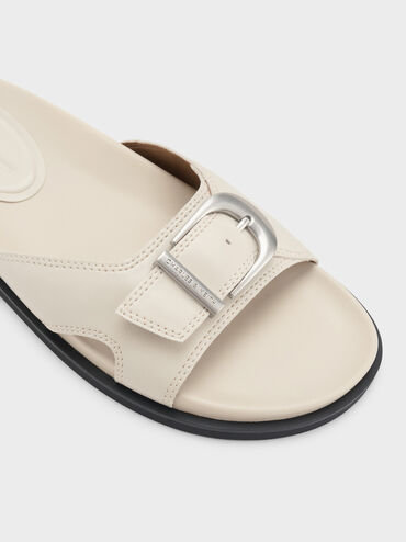 Sendal Selop Buckled Stitch-Trim, Chalk, hi-res