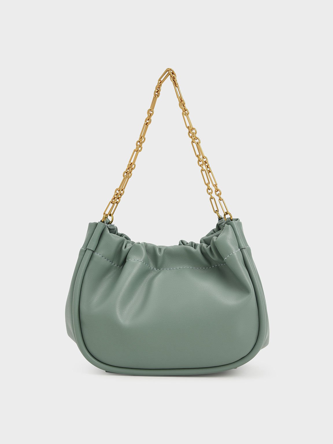 Solange Double Chain Handle Slouchy Bag, Sage Green, hi-res