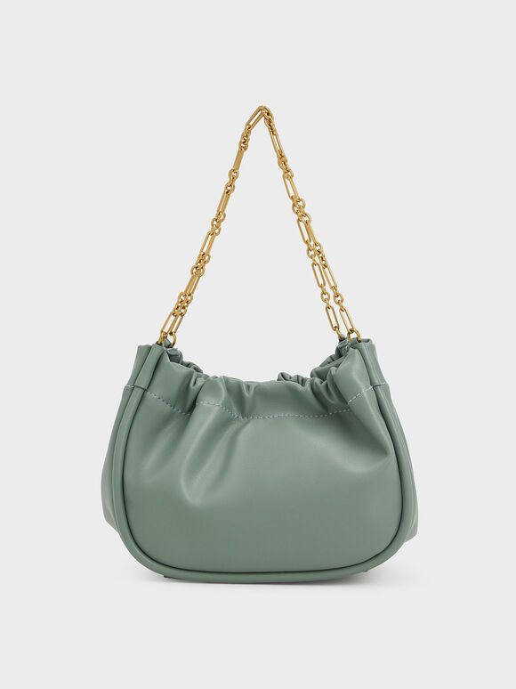 Tas Slouchy Solange Double Chain Handle, Sage Green, hi-res