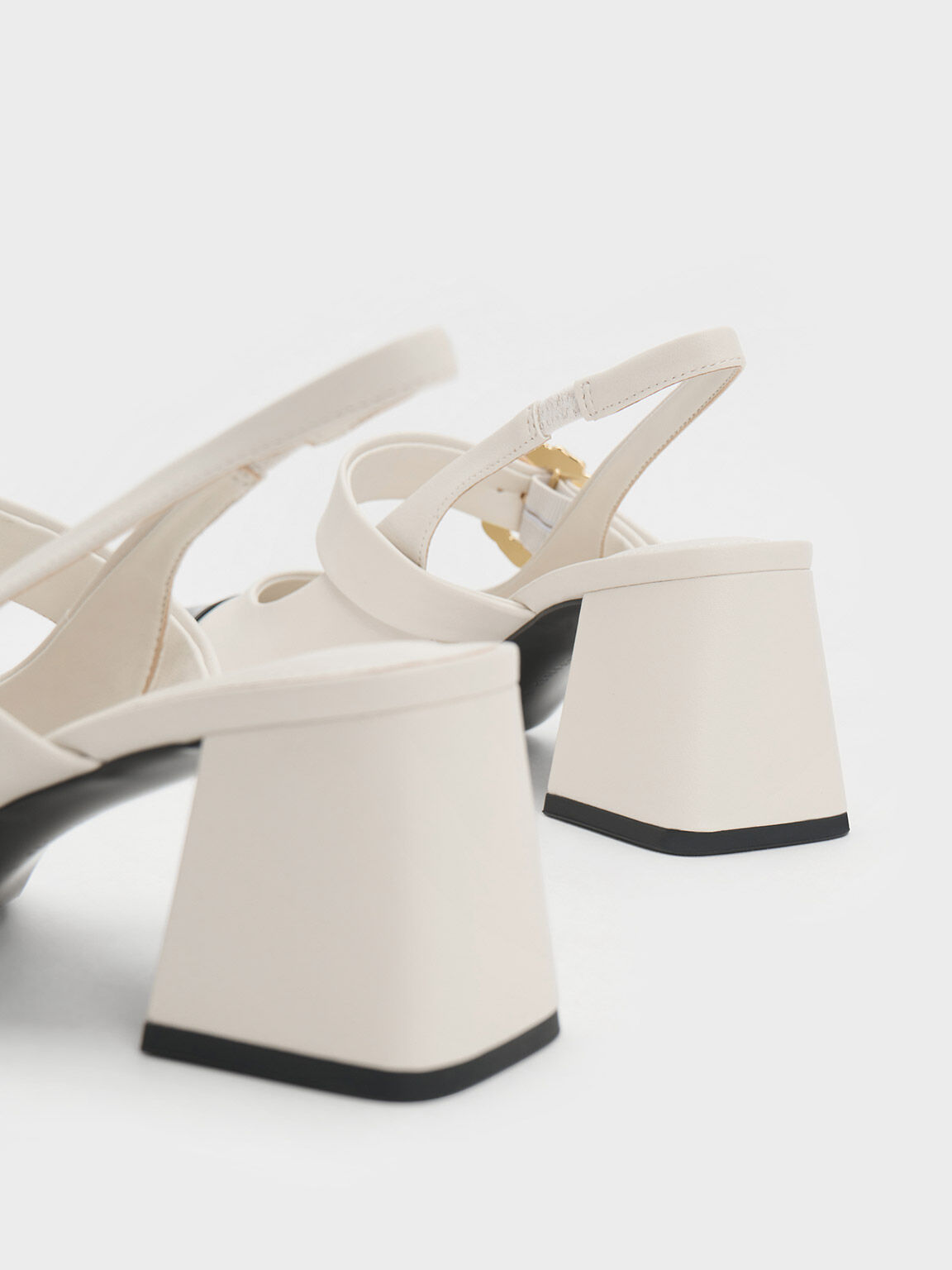 Multicoloured Patent Two Tone Pearl Buckle Slingback Pumps