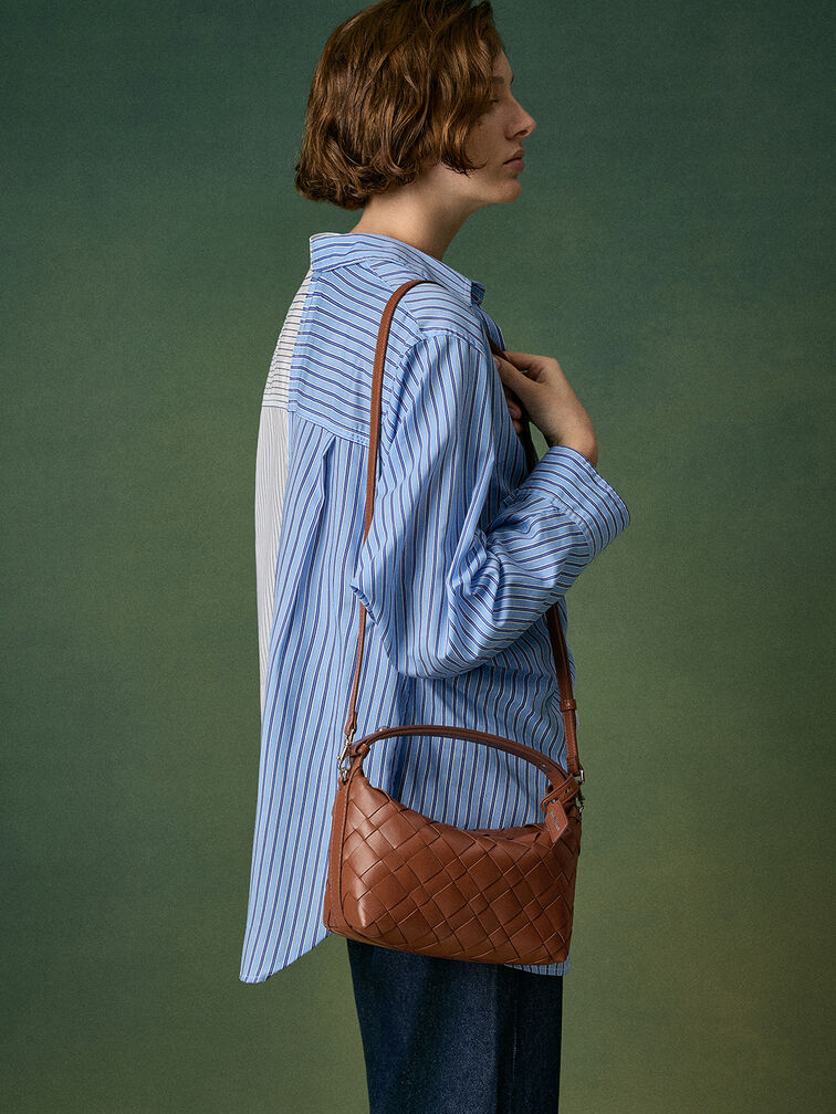 Tas Bahu Woven Ivette, Chocolate, hi-res