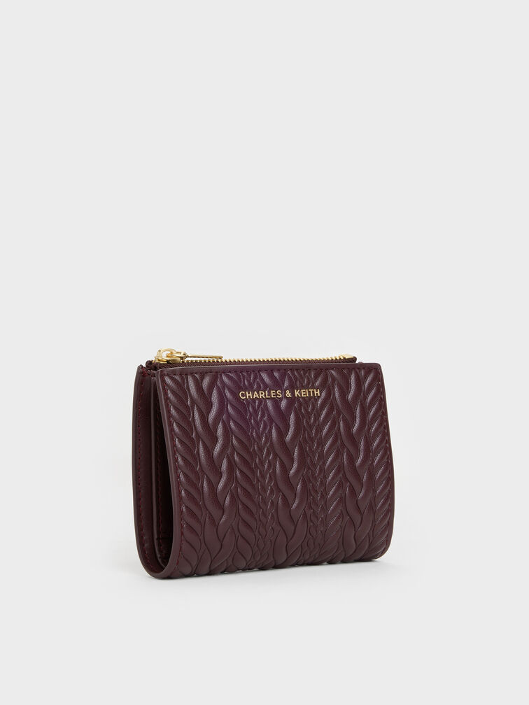 Dompet Top-Zip Textured Apolline, Wineberry Red, hi-res