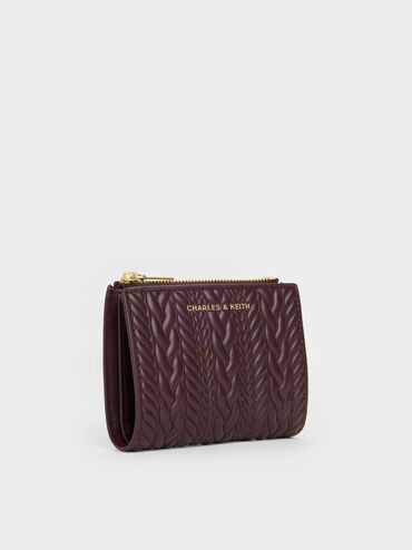 Apolline Textured Top-Zip Wallet, Wineberry Red, hi-res