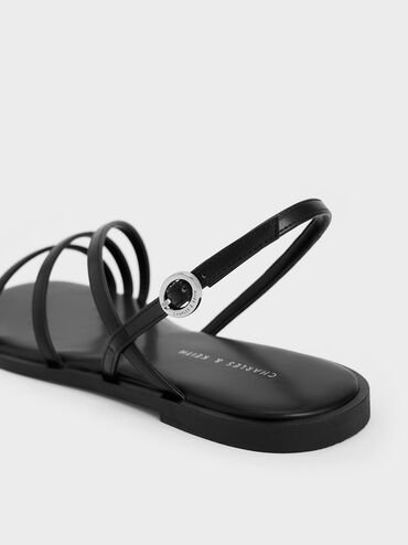 Sandal Triple-Strap Asymmetric, Black, hi-res