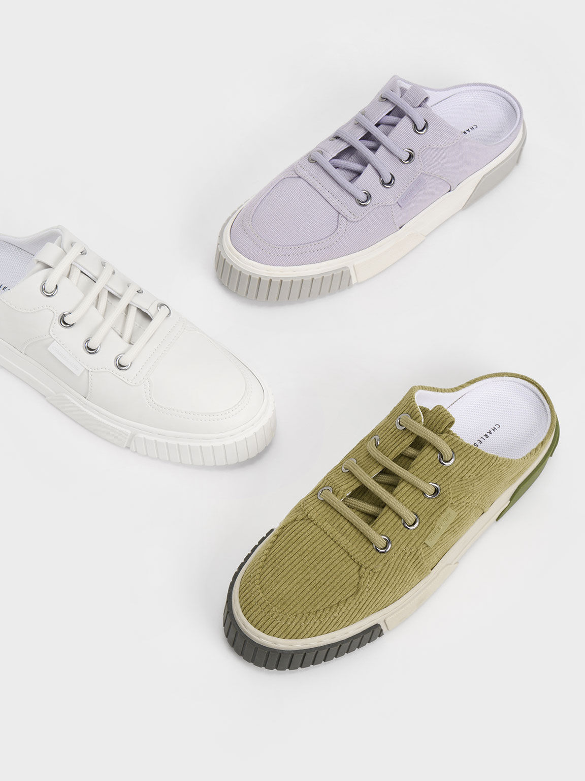 Sepatu Sneakers Slip-On Corduroy Panelled, Moss, hi-res