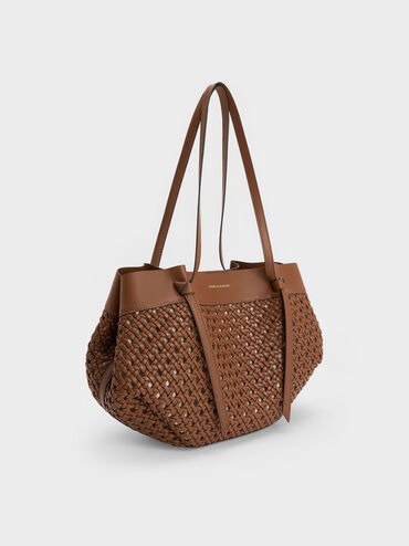 Tas Tote Woven Calla, Chocolate, hi-res