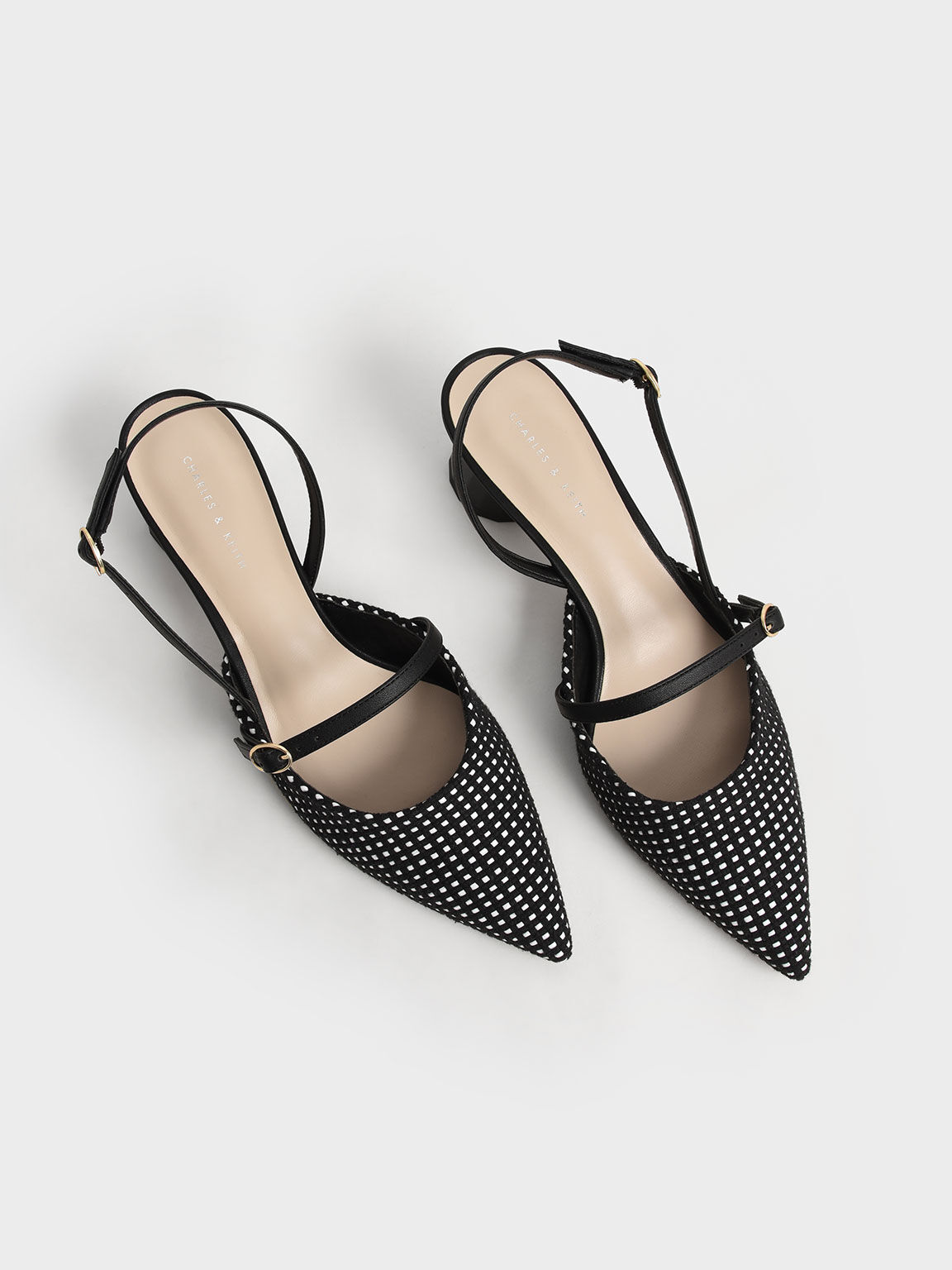 Sepatu Pumps Slingback Woven Cone Heel, Multi, hi-res